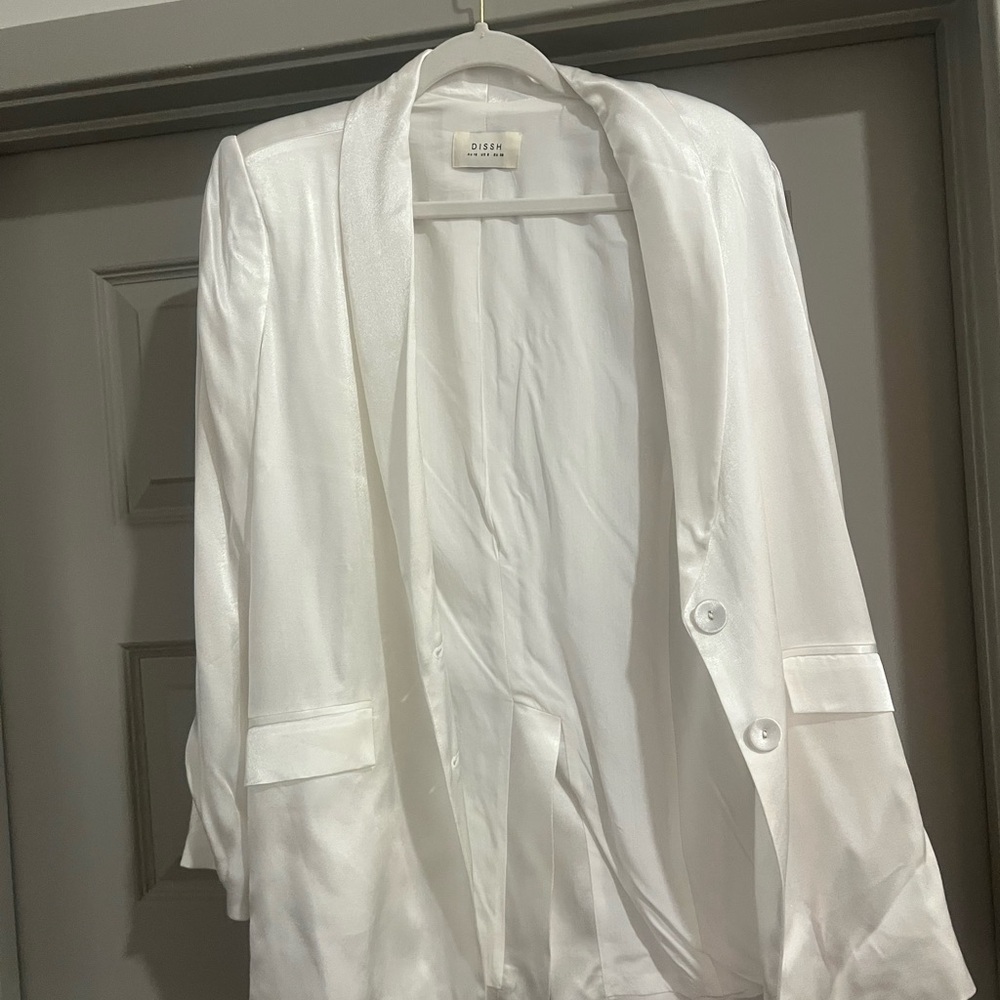 Dish white silk blazer